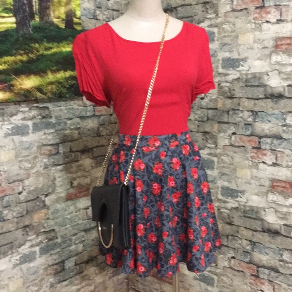 Dresses & Skirts - NWOT Red & Grey cherry blossom skater skirt